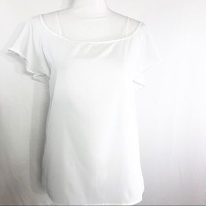 Suite Blanco White Cold Shoulder Blouse     I111
